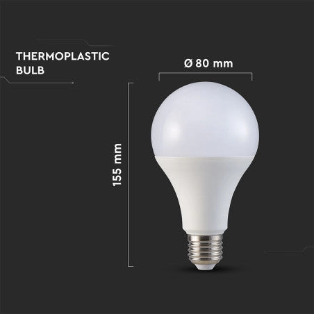 LED Крушка 20W E27 A65 Термо Пластик 3000K