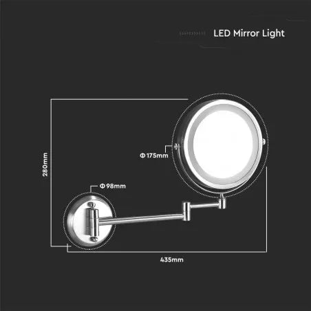 3 LED Огледало за Стена 4 x AA Батерии Тяло Никел