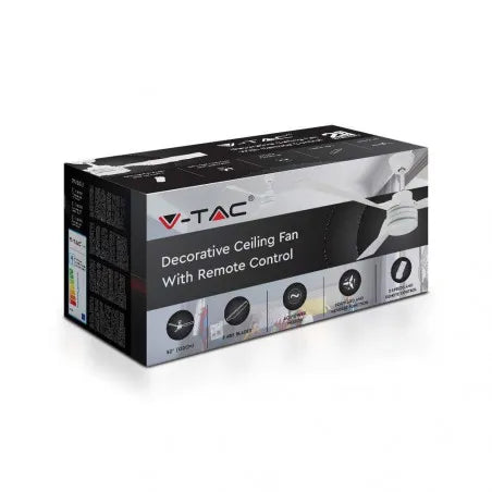 65W LED Тяло/Вентилатор Дистанционно 3 Перки Бял