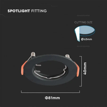 GU10 КОРПУС КРЪГ ЧЕРЕН PC 88x40mm