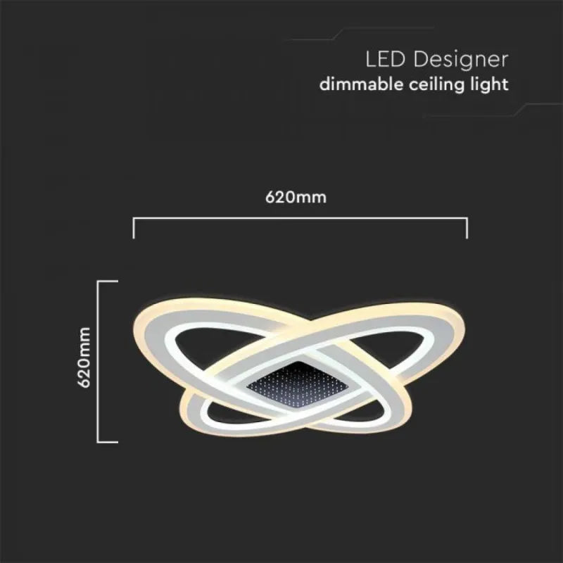 130W LED Осветител За Таван (62*62*5CM) CCT: 3000K+6000K Димираща + Дистанционно