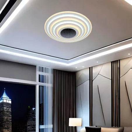 125W LED Осветител За Таван (D50*7CM) CCT: 3000K+6000K Димираща + Дистанционно