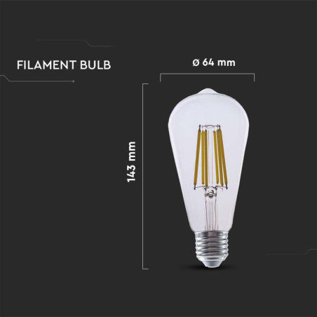 LED Крушка 4W Filament E27 ST64 3000K