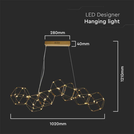 20W LED Полилей (94.5 x 32.5 x 120см) 3000K Златно Тяло