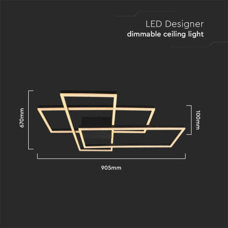 LED Осветител 47W За Таван (L90xW67x9см) 3000K Черно Тяло