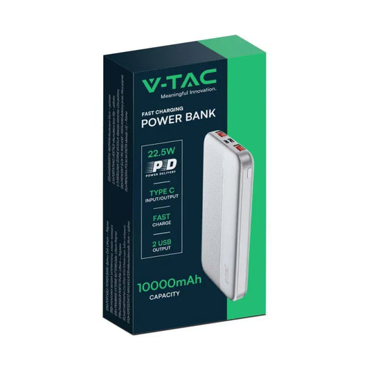 10000mAh Външна Батерия Бързо Зареждане Бяла