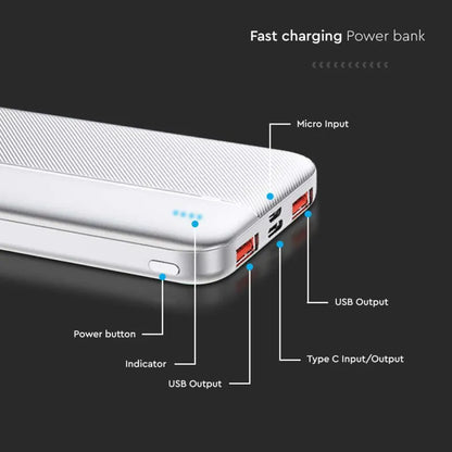10000mAh Външна Батерия Бързо Зареждане Бяла