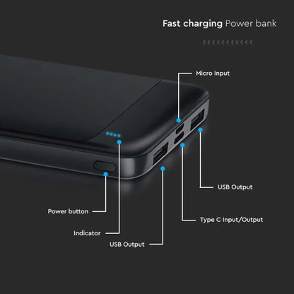 10000mAh Външна Батерия Бързо Зареждане Черна