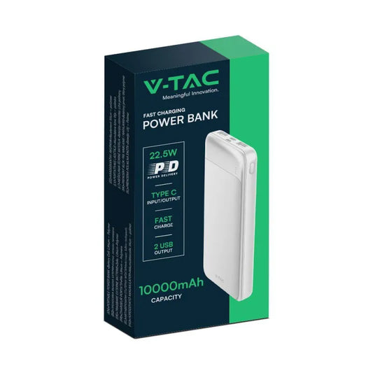 10000mAh Външна Батерия Бързо Зареждане Бяла