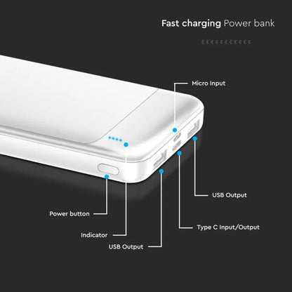 10000mAh Външна Батерия Бързо Зареждане Бяла