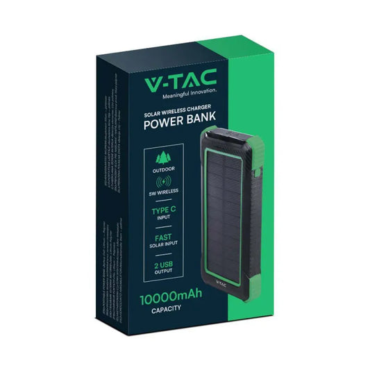 10000mAh Външна Батерия Солар Безжично Зареждане Черна