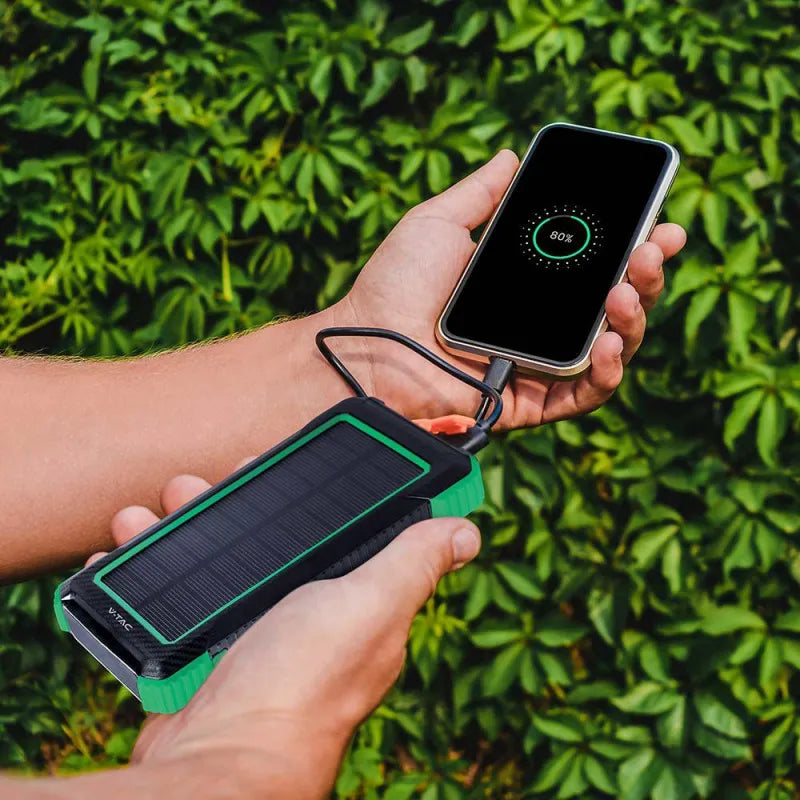 10000mAh Външна Батерия Солар Безжично Зареждане Черна