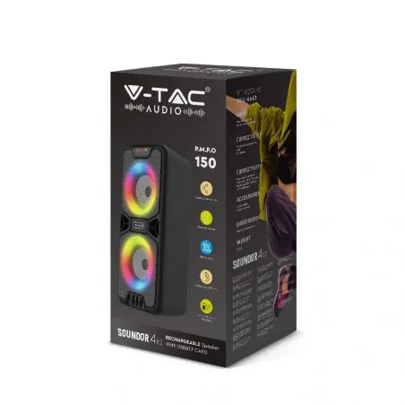 2x10W Презаредима Тон Колона USB TFSlot RGB 2x4 inch