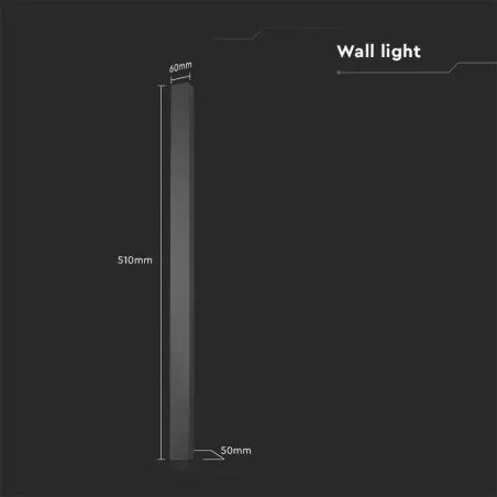 10W LED Линейна Стенна Лампа 510x60x50мм 4000K Черно Тяло IP54