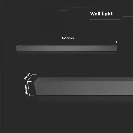 28W/16W LED Линейна Стенна Лампа 1410x60x50мм 4000K Черно Тяло IP54