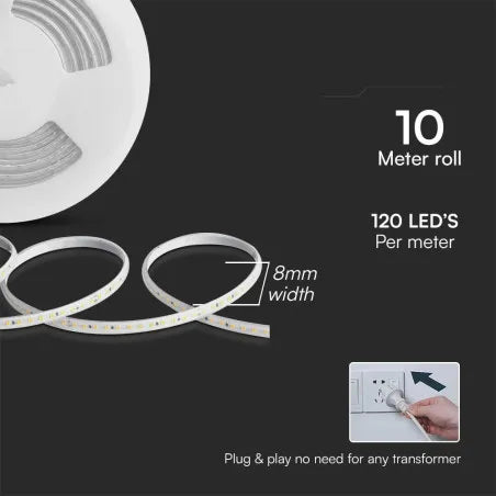 220V LED Лента Сет 10.5W 2835 121 3000К 10м/Сет