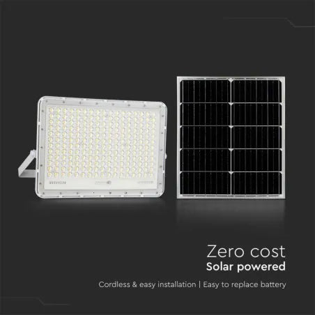 30W LED Соларен Прожектор 6400K Сменяема Батерия Бяло Тяло