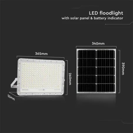 30W LED Соларен Прожектор 6400K Сменяема Батерия Бяло Тяло