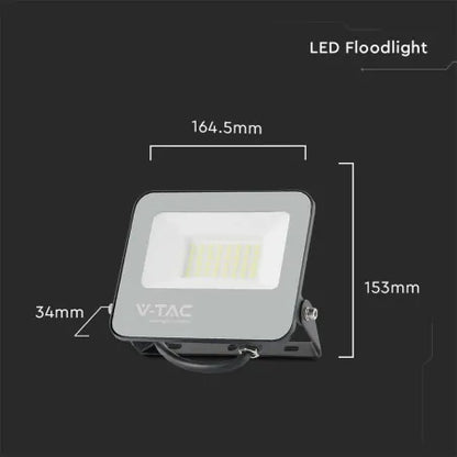 30W LED Прожектор 6500K/4000K Черно Тяло Сиво Стъкло 160lm/W 5год. Гаранция