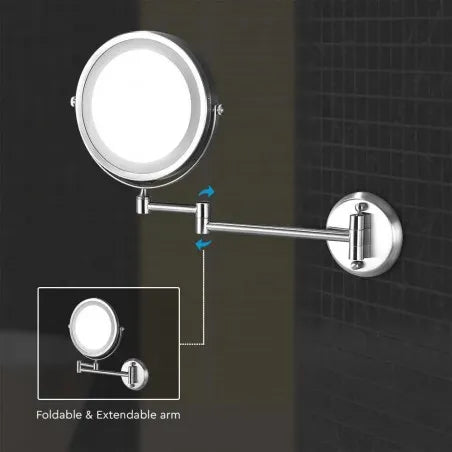 3 LED Огледало за Стена 4 x AA Батерии Тяло Никел
