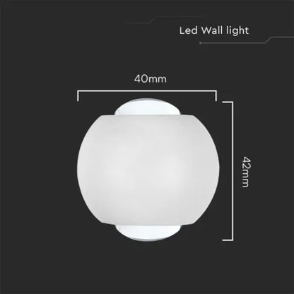 2W LED COB Луна 3000K Бяло/Черно Тяло