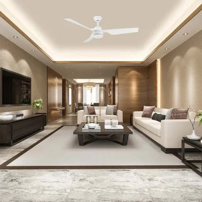 65W LED Тяло/Вентилатор Дистанционно 3 Перки Бял