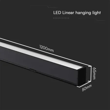 40W LED Линейна висяща лампа: Система нагоре и надолу 3в1, Черен/Бял корпус