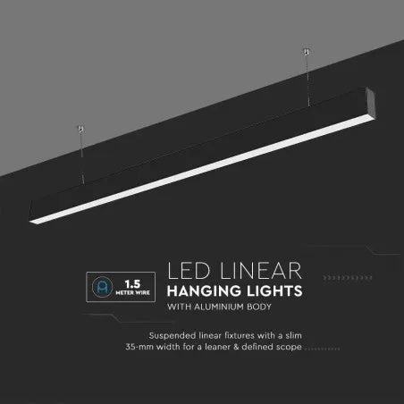 LED Линейно Осветление SAMSUNG Чип 40W Висящо Черно Тяло 3 в 1