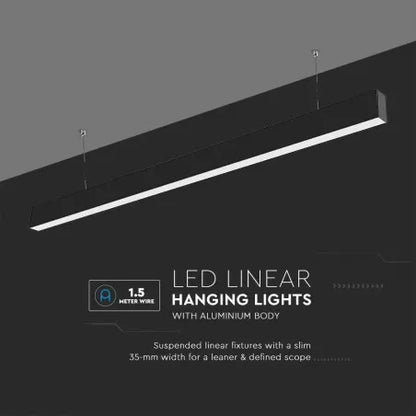 LED Линейно Осветление SAMSUNG Чип 40W Висящо Черно Тяло 3 в 1