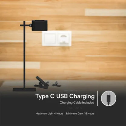 3W LED Магнитна Настолна Лампа Батерия 1800mAh CCT: 3IN1 Черно и Бяло Тяло