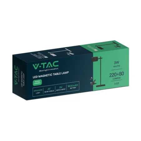 3W LED Магнитна Настолна Лампа Батерия 1800mAh CCT: 3IN1 Черно и Бяло Тяло