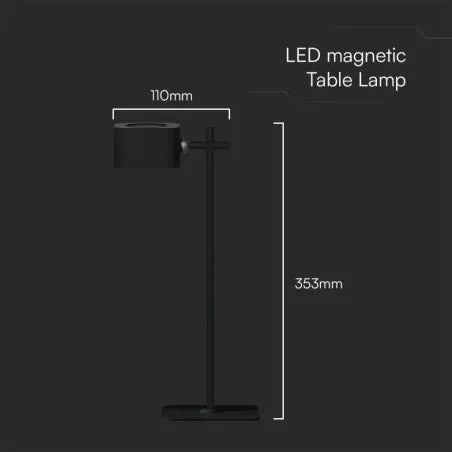 3W LED Магнитна Настолна Лампа Батерия 1800mAh CCT: 3IN1 Черно и Бяло Тяло