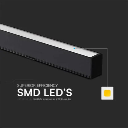 40W LED Линейна висяща лампа: Система нагоре и надолу 3в1, Черен/Бял корпус