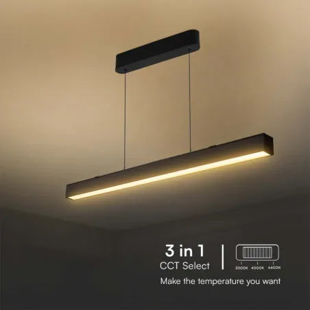 40W LED Линейна висяща лампа: Система нагоре и надолу 3в1, Черен/Бял корпус