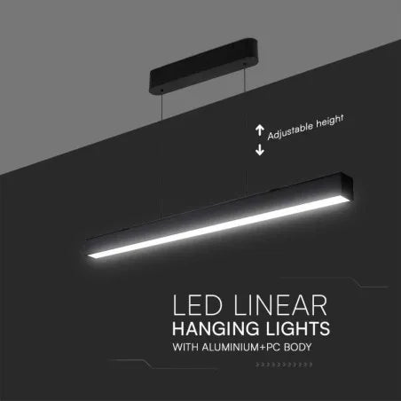 40W LED Линейна висяща лампа: Система нагоре и надолу 3в1, Черен/Бял корпус