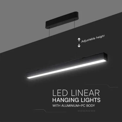 40W LED Линейна висяща лампа: Система нагоре и надолу 3в1, Черен/Бял корпус