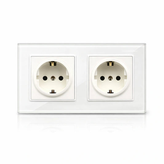 Контакт EU 16A Стъклен Панел Двоен Сериен Бял