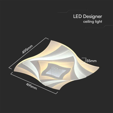 77W LED Плафон 3 Степени Димиращ с Дистанционно Бяло Тяло IP20