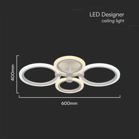 45W LED Плафон 3 Степени Димиращ с Дистанционно Бяло Тяло IP20