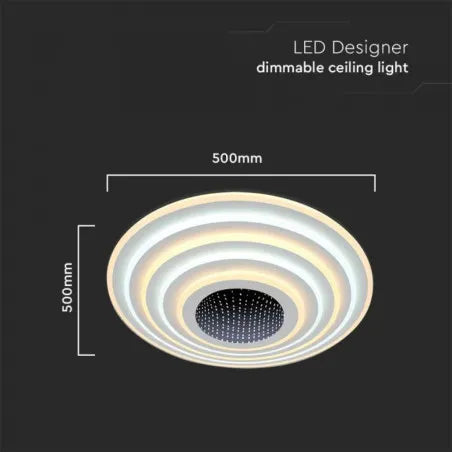 125W LED Осветител За Таван (D50*7CM) CCT: 3000K+6000K Димираща + Дистанционно