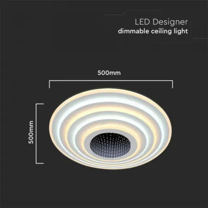 125W LED Осветител За Таван (D50*7CM) CCT: 3000K+6000K Димираща + Дистанционно