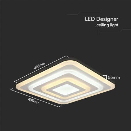 77W LED Плафон 3 Степени Димиращ с Дистанционно Бяло Тяло IP20