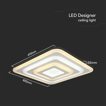 77W LED Плафон 3 Степени Димиращ с Дистанционно Бяло Тяло IP20