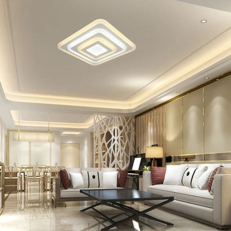 77W LED Плафон 3 Степени Димиращ с Дистанционно Бяло Тяло IP20