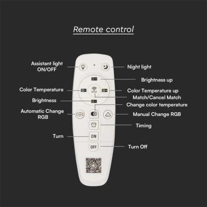 77W LED Плафон 3 Степени Димиращ с Дистанционно Бяло Тяло IP20