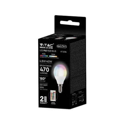LED Крушка 4.8W E14 P45 Дистанционно RGB + 3000K Димираща