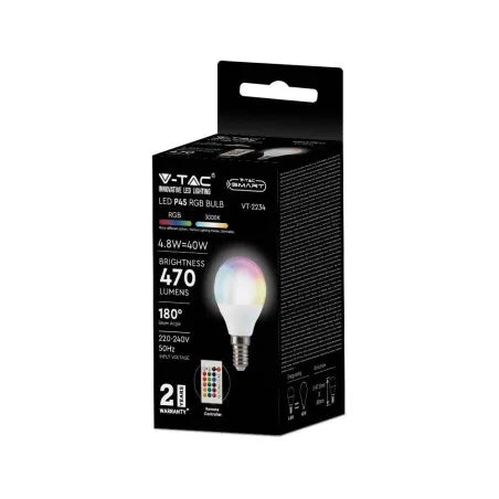 LED Крушка 4.8W E14 P45 Дистанционно RGB + 3000K Димираща