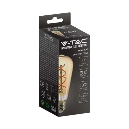 ЛЕД КРУШКА 4.8W E27 ST64 FILAMENT AMBER 2200K