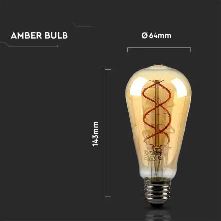 ЛЕД КРУШКА 4.8W E27 ST64 FILAMENT AMBER 2200K