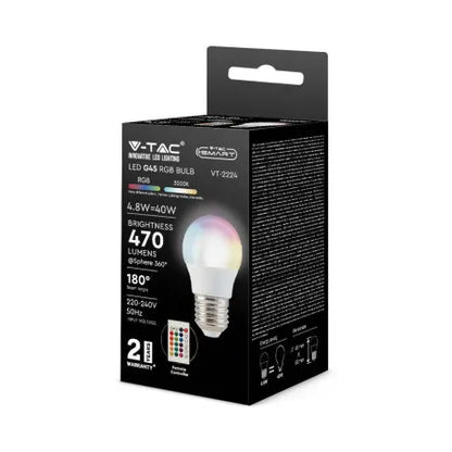 LED Крушка 4.8W E27 G45 Дистанционно RGB + 3000K Димираща